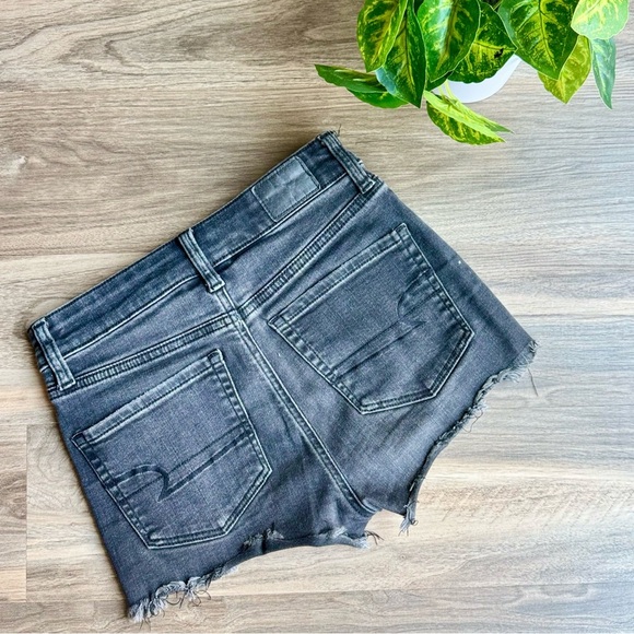 American Eagle Outfitters High Rise Shortie Charcoal Black Distressed Size 0 - Picture 8 of 8